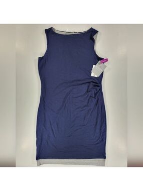 NEW Athleta Reversible Pencil Dress Navy Gray Sleeveless Stretch Women's Medium